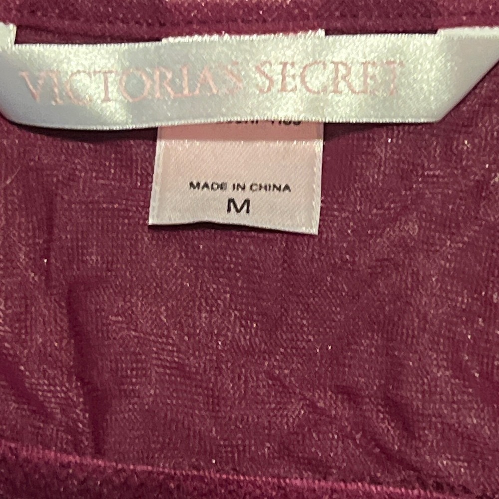 Victorias Secret Babydoll Chemise‎ Nightgown Burgandy Lace Trim Size Medium - Picture 2 of 5